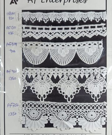 White Embroidered Ornamental Lace Trims – Elegant Border Collection by AF Enterprises