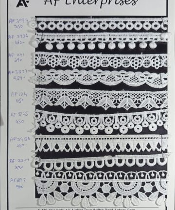 White Embroidered Decorative Lace Trims – Multi-Pattern Border Collection (AF Enterprises)
