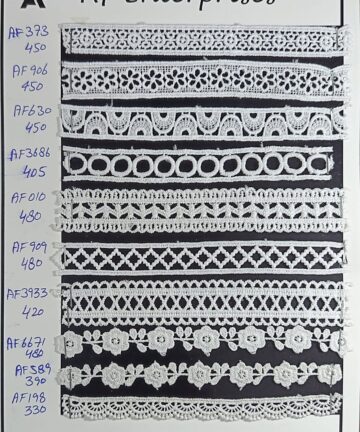 White Embroidered Narrow Lace Trims – Floral & Geometric Border Collection (AF Enterprises)