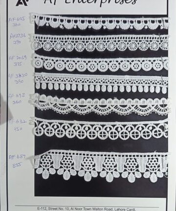 White Embroidered Decorative Lace Trims – Circular & Scalloped Border Collection (AF Enterprises)