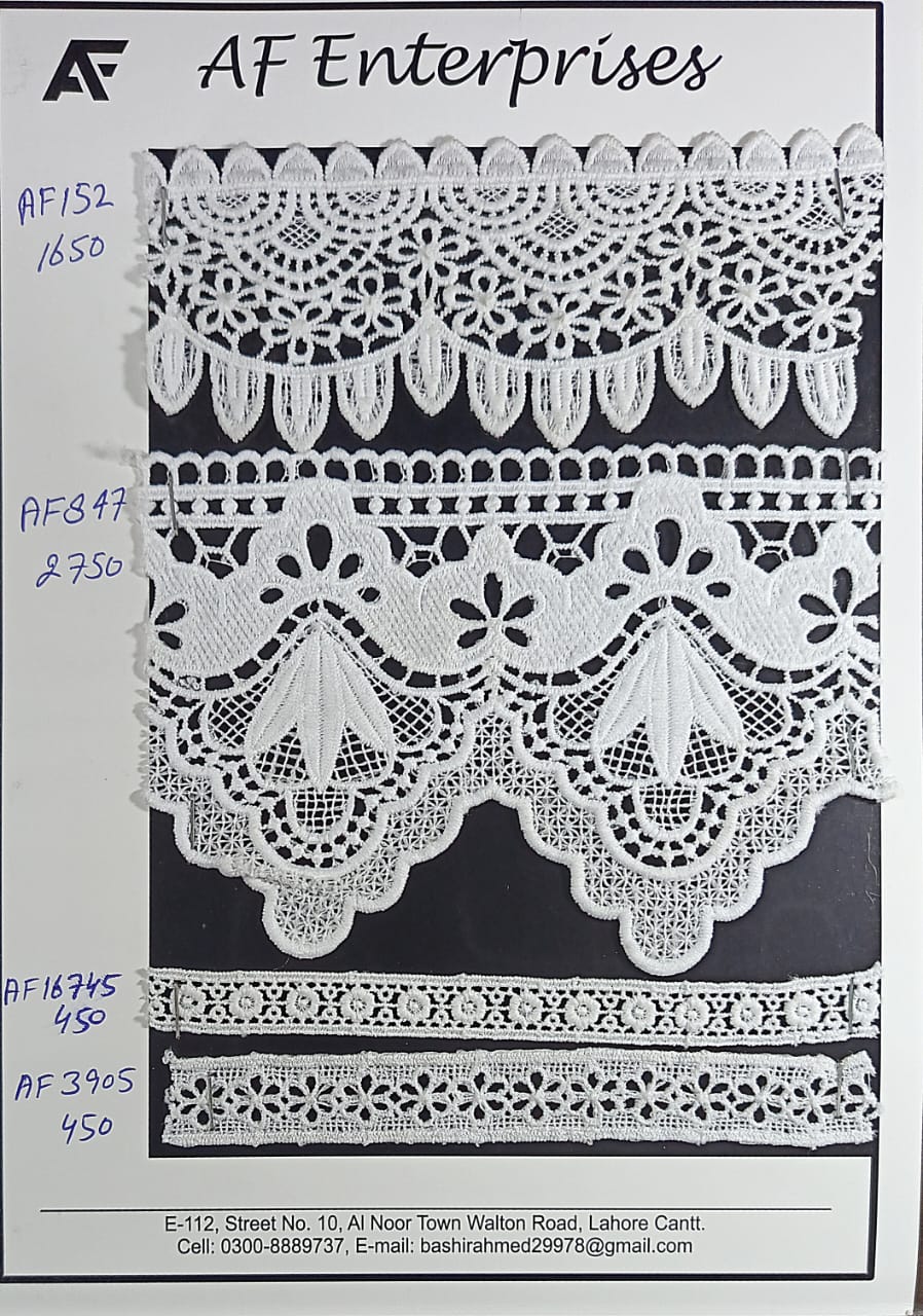 White Embroidered Luxury Floral Lace Trims – Grand Scalloped Collection (AF Enterprises)